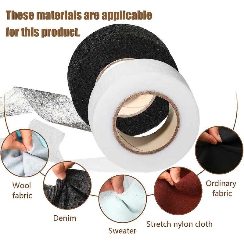 Hem Tape Fusible - ม้วนเหล็ก4ม้วนบนแถบกาวสองหน้าร้อนละลายสำหรับชุดกางเกงผ้าม่านอุปกรณ์เย็บผ้า DIY