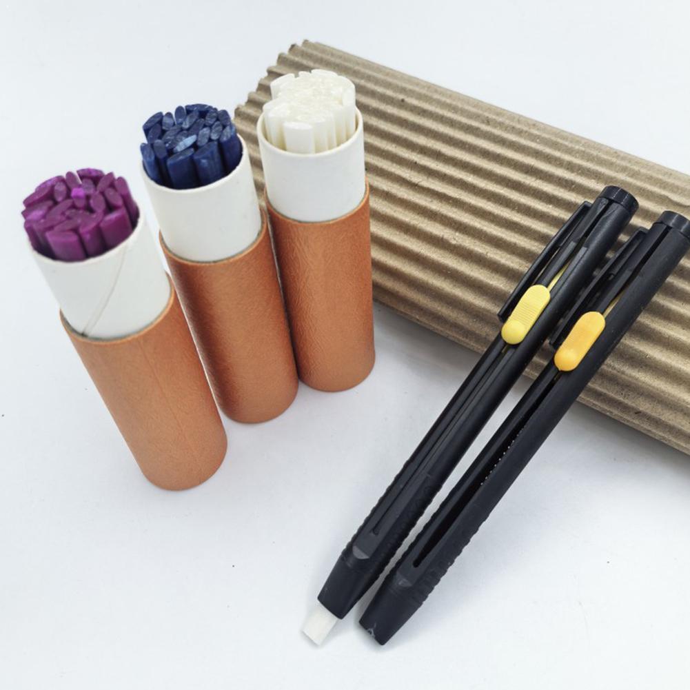 Tailor Chalk Marker - ชุดดินสอชอล์กแบบมองไม่เห็นสำหรับช่างตัดเสื้อ ปากกาเขียนผ้าแบบปรับได้ ปากกาชอล์กสำหรับเย็บผ้าแบบลบได้ พร้อมหลอดเก็บ สำหรับงาน DIY