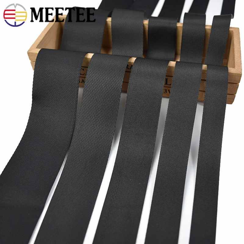 Binding Tape Bias - 5M 10-100 มม.0.7 มม.หนาสีดําสายรัดไนลอนเทปสําหรับกระเป๋าริบบิ้นแถบความปลอดภัยเข็มขัด BIAS Binding