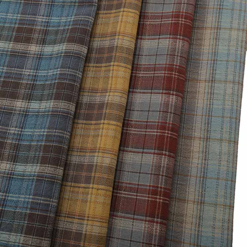 Vintage Sewing Textile - ผ้าแจ็คการ์ดลายสก็อตวินเทจ 1 เมตร ผ้าทอสีพื้น ผ้าซักแล้ว สำหรับเสื้อแจ็คเก็ตแฟชั่น