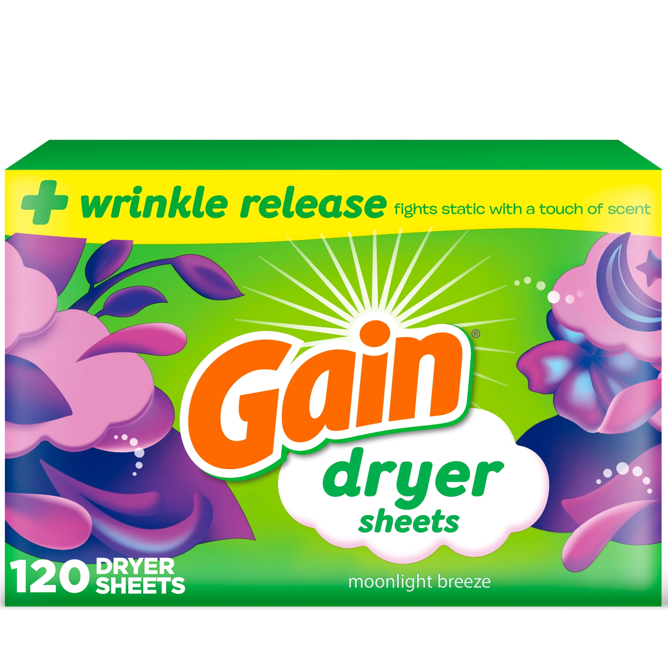 Fabric Softener Sheet - แผ่นปรับผ้านุ่ม Gain Dryer Sheets กลิ่นมูนไลท์ บรีซ