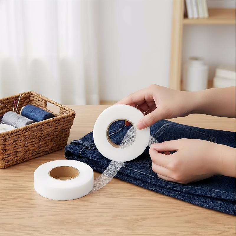 Hem Tape Fusible - เทปเย็บขอบผ้าแบบไม่ต้องเย็บ - แผ่นกาวรีดติดสองด้านสำหรับกางเกง, กางเกงยีนส์ และกระโปรง, อุปกรณ์
