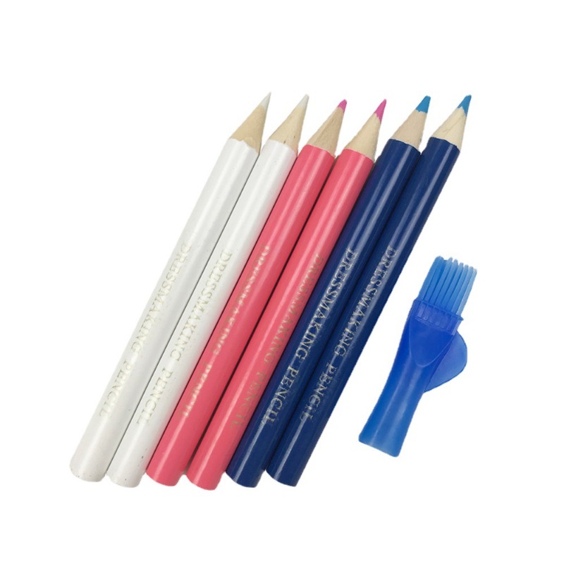 Tailor Chalk Marker - ดินสอเขียนผ้าละลายน้ำได้ 3/6 ชิ้น พร้อมฝาแปรง ชอล์กสำหรับงานตัดเย็บเสื้อผ้า สำหรับช่างตัดเย็บ