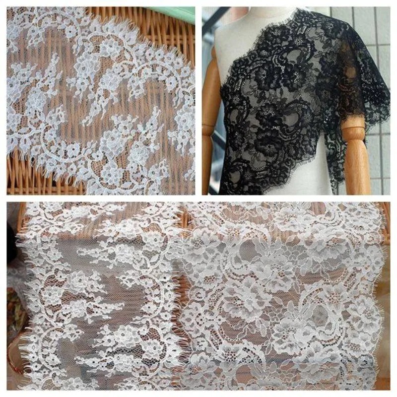 Sewing Embroidery Fabric - 3M ผ้าลูกไม้ปักลายคุณภาพสูงสำหรับตกแต่งชุดแต่งงาน งานฝีมือ DIY อุปกรณ์ตกแต่ง วัสดุสำหรับงานเย็บปักถักร้อย