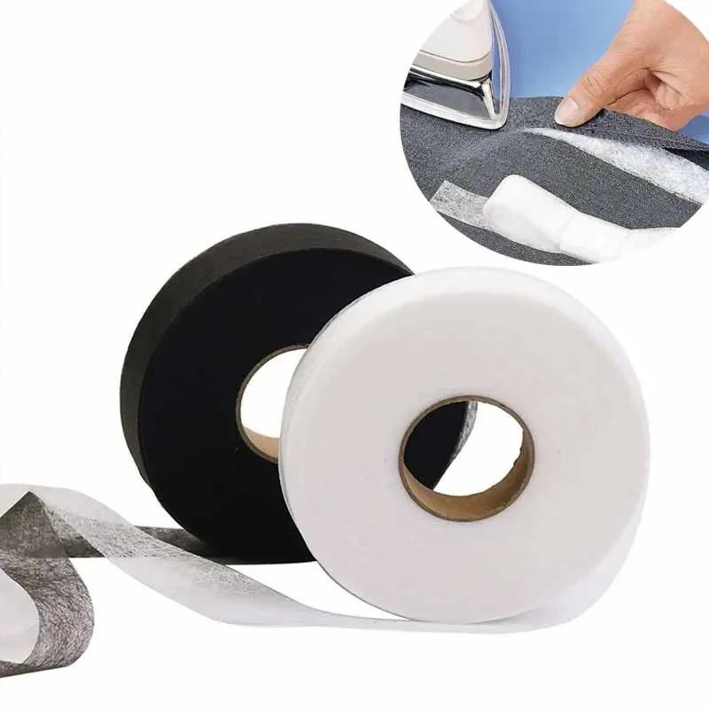 Hem Tape Fusible - 50เมตร/ม้วนผ้าใยสังเคราะห์สองหน้าผ้าเทปกาวรีดติดเฮมเทปผ้าถักงานประดิษฐ์เย็บ DIY