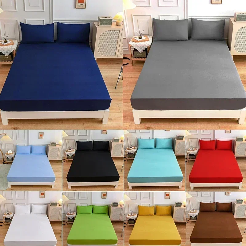 Fabric Softener Sheet - ผ้าปูที่นอนแบบยืด ผ้าโพลีเอสเตอร์เนื้อนุ่ม สีพื้น สำหรับเตียงเดี่ยว เตียงคู่ ขนาด