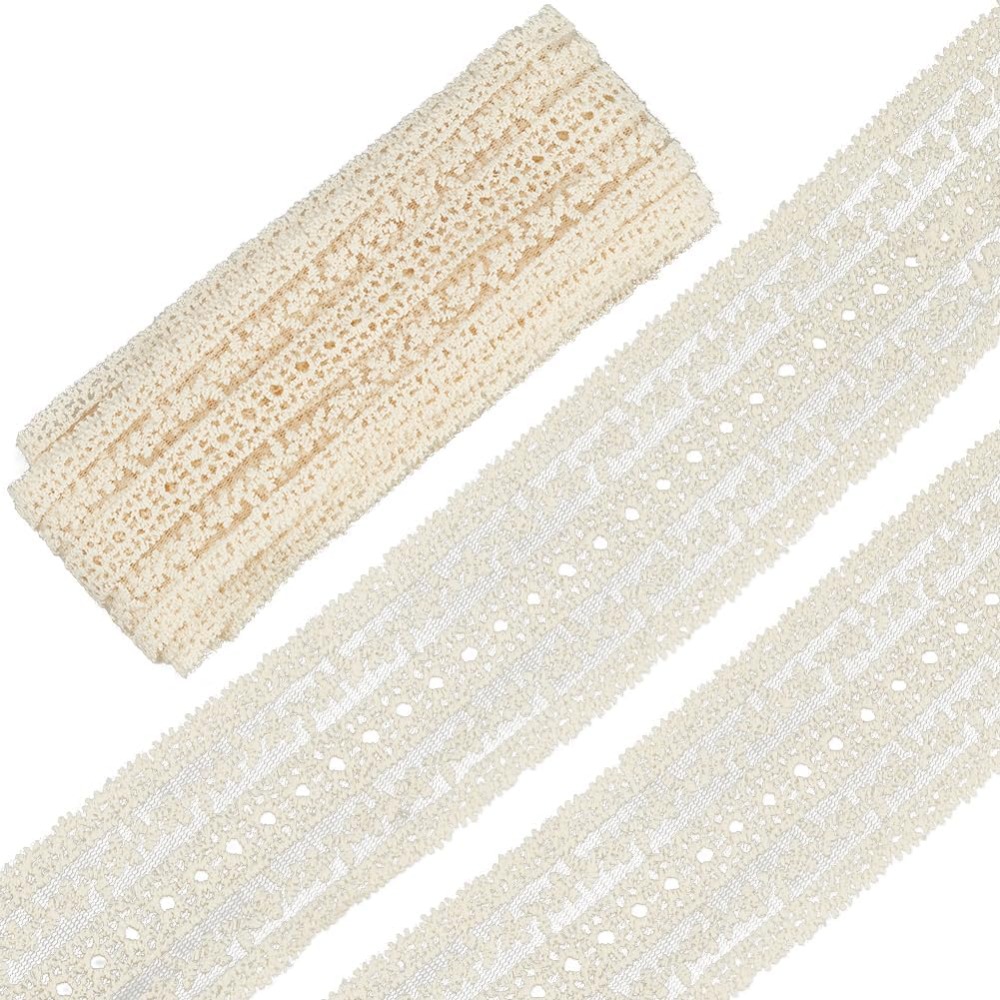 Sewing Eyelet Fabric - ริบบิ้นลูกไม้ฝ้ายวินเทจกว้าง 2.2 นิ้ว ยาว 5 หลา