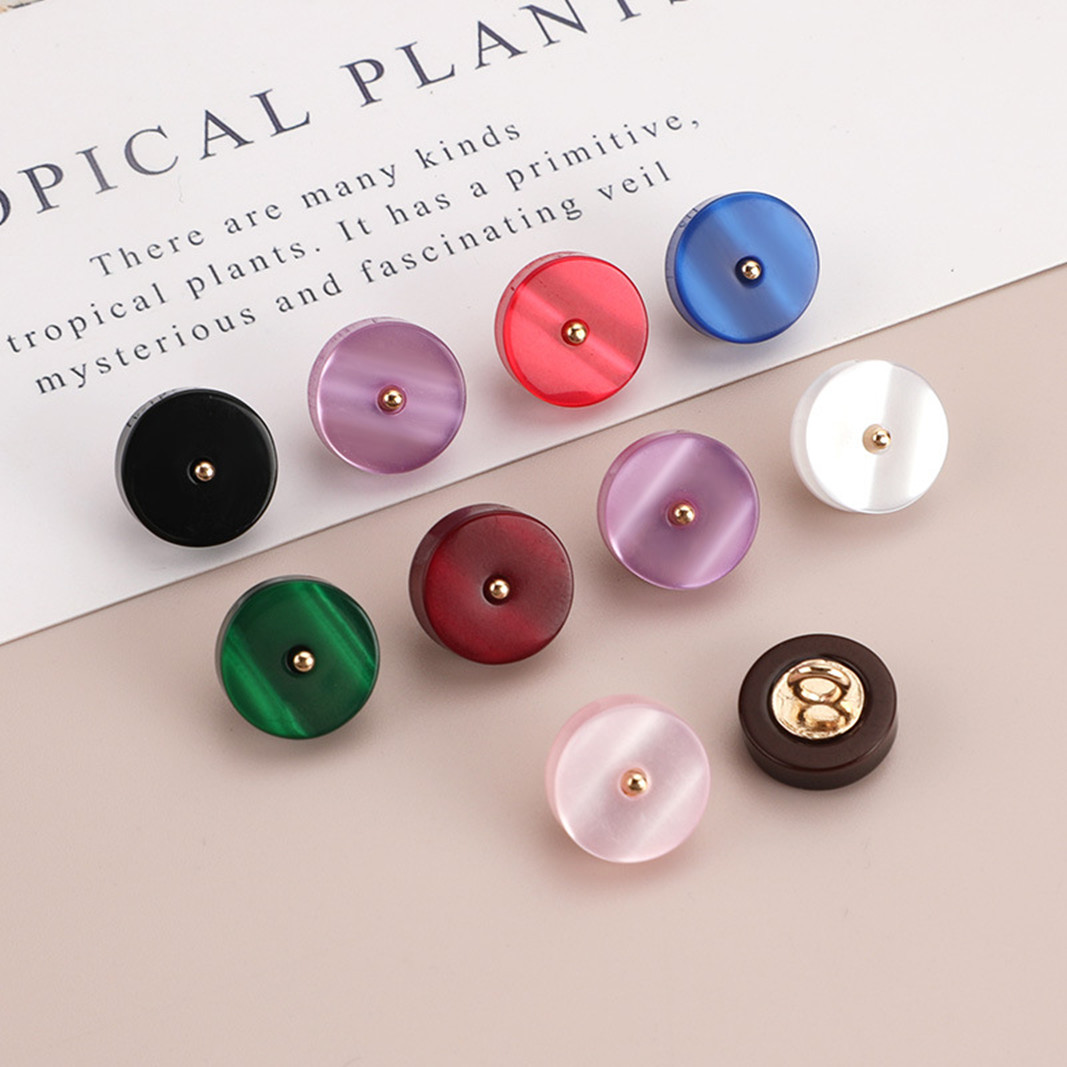 Button Hole Cutter - กระดุมโลหะเรซิ่นหลากสี 20 ชิ้น กระดุมเสื้อโลหะเย็บมืออย่างประณีต