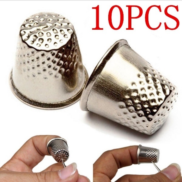 Sewing Thimble Metal - ฝาครอบนิ้วป้องกันเข็มเย็บผ้า 10 ชิ้น ทำจากโลหะอะลูมิเนียม สำหรับงานเย็บมือ DIY