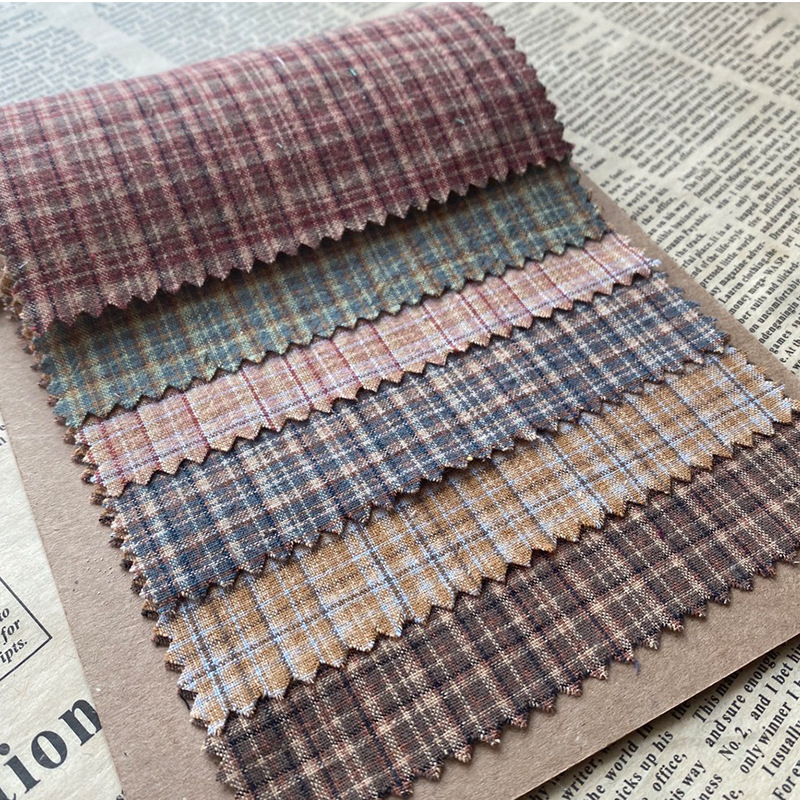 Vintage Sewing Textile - ผ้าฝ้ายลายสก็อต 100x145 ซม. ผ้าลายตารางวินเทจ เนื้อผ้านุ่ม สำหรับตัดเย็บเสื้อผ้า