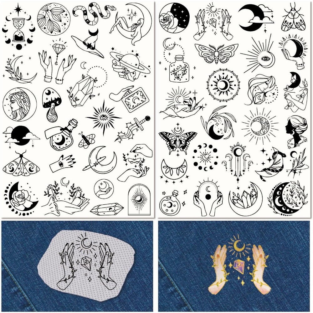 Sewing Embroidery Fabric - 51 ชิ้น Boho Moon Sun น้ําเย็บปักถักร้อย