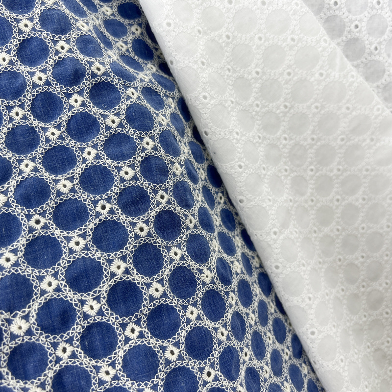 ผ้าเดนิมคอตตอนลายวงกลมเล็กแบบป - Sewing Eyelet Fabric บทวิจารณ์และราคา