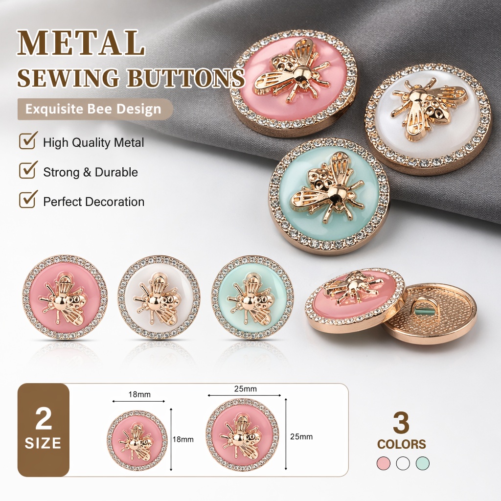 กระดุมโลหะประดับเพชรรูปผึ้ง 10 - Button Hole Cutter บทวิจารณ์และราคา