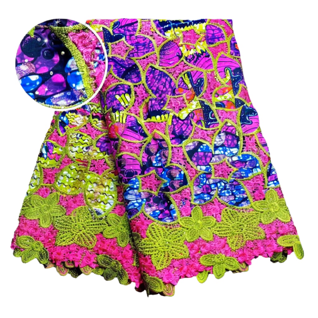 ผ้าลูกไม้แว็กซ์แอฟริกันผสมกลิต - Sewing Batik Fabric บทวิจารณ์และราคา