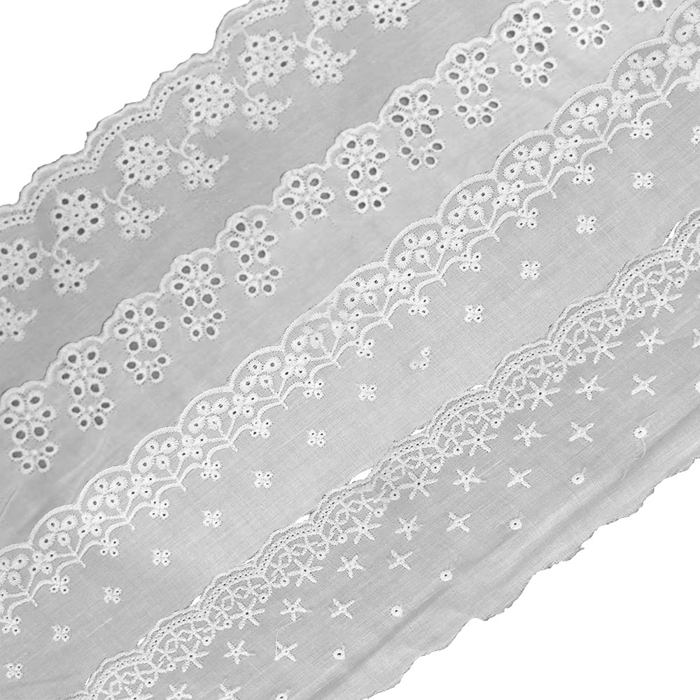 เย็บปักถักร้อยผ้าลูกไม้สีขาวผ้ - Sewing Eyelet Fabric บทวิจารณ์และราคา