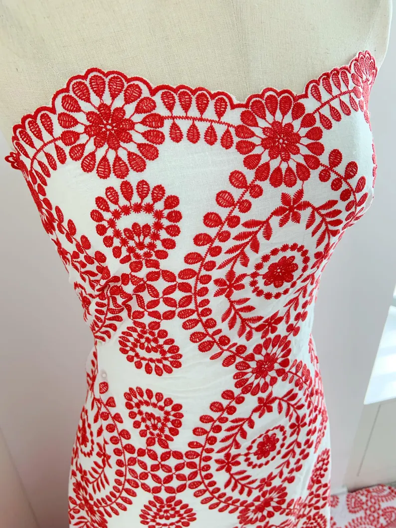 ผ้าลูกไม้ตาไก่ผ้าฝ้ายสีขาวพร้อ - Sewing Eyelet Fabric บทวิจารณ์และราคา