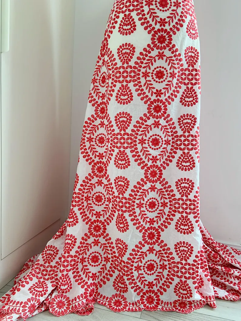 ผ้าลูกไม้ตาไก่ผ้าฝ้ายสีขาวพร้อ - Sewing Eyelet Fabric บทวิจารณ์และราคา