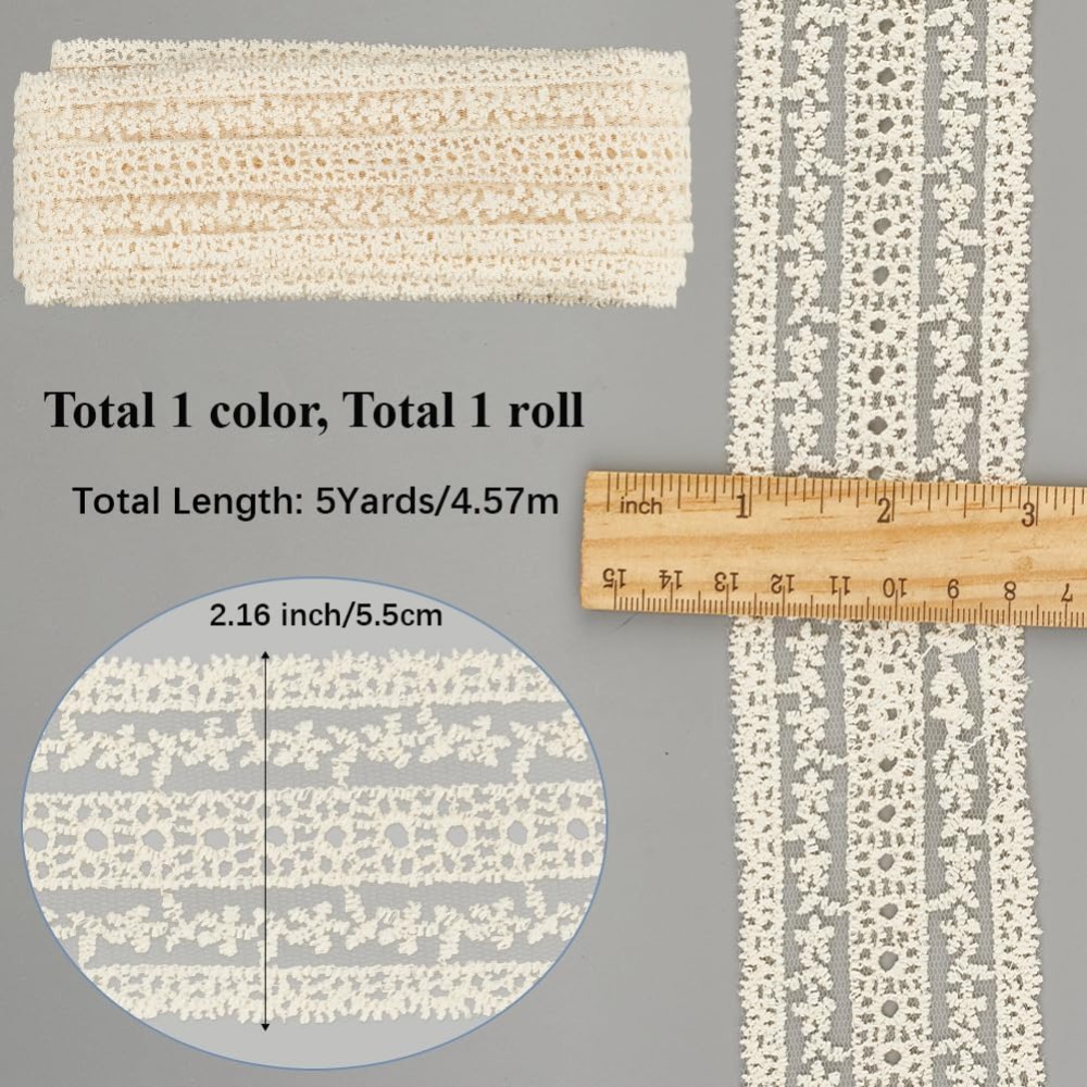ริบบิ้นลูกไม้ฝ้ายวินเทจกว้าง 2 - Sewing Eyelet Fabric บทวิจารณ์และราคา